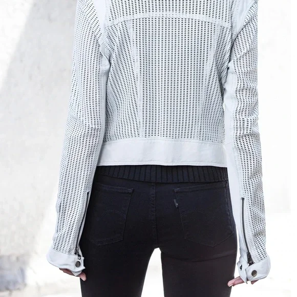 JOSEY PERFORATED WASHED LEATHER JACKET - Picture 4 of 11